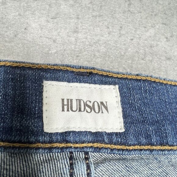 Hudson Jeans Slim Fit Straight Leg Men’s 36x34 Zipper Fly Distressed Blue Denim - Picture 7 of 12